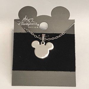 Mickey Mouse Ears Necklace Icon Silver Plated 19" Vintage Disney Disneyana